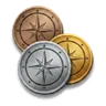 MONEY symbols (silver and gold coins)