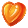 Orange/amber heart-shaped jelly candy