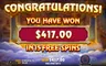 Free spins screen