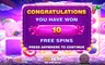 Free spins screen