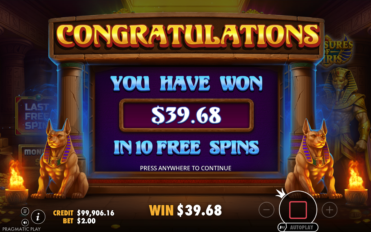 Free spins screen