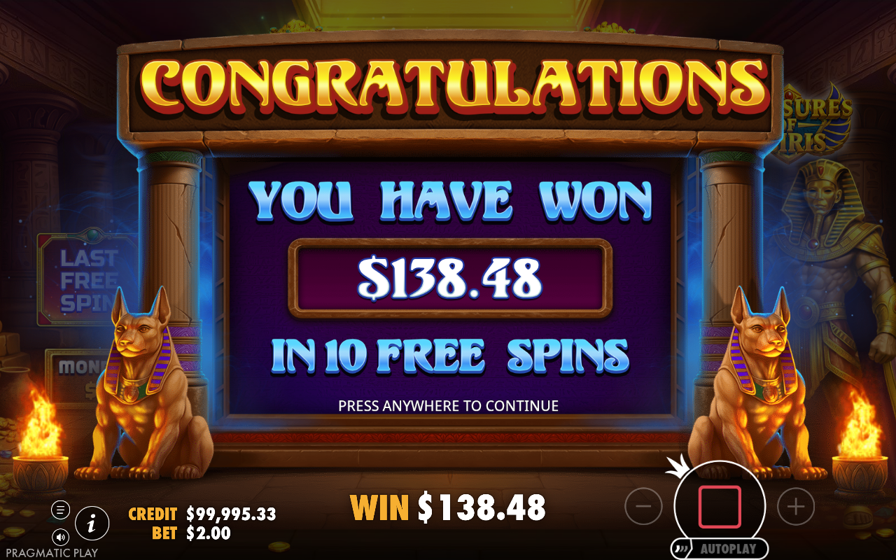Free spins screen