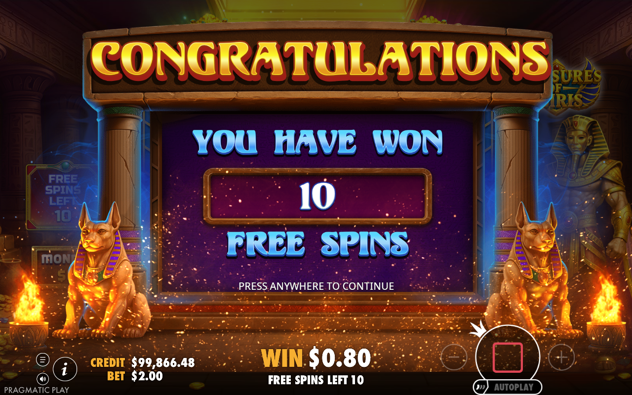 Free spins screen