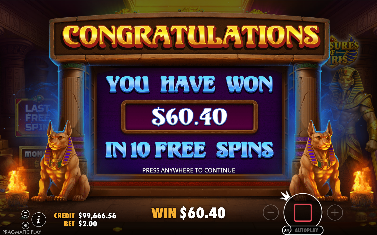 Free spins screen