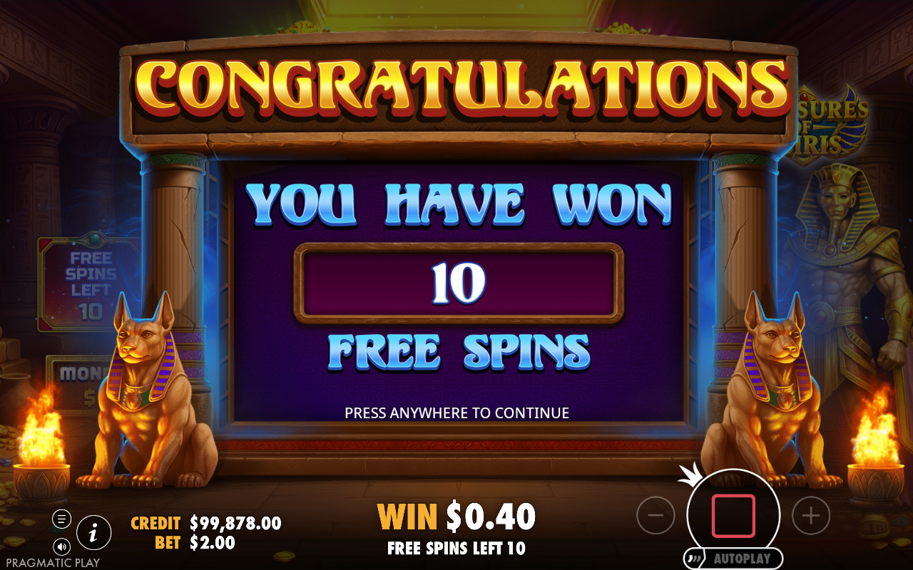 Free spins screen