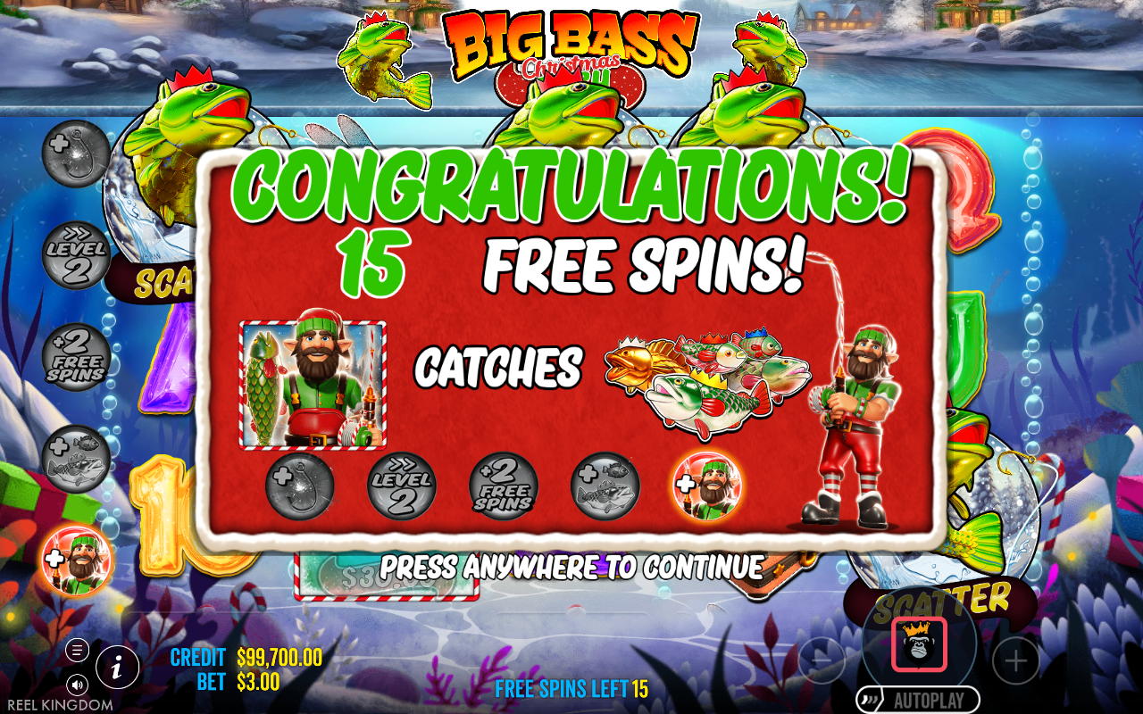 Free spins screen