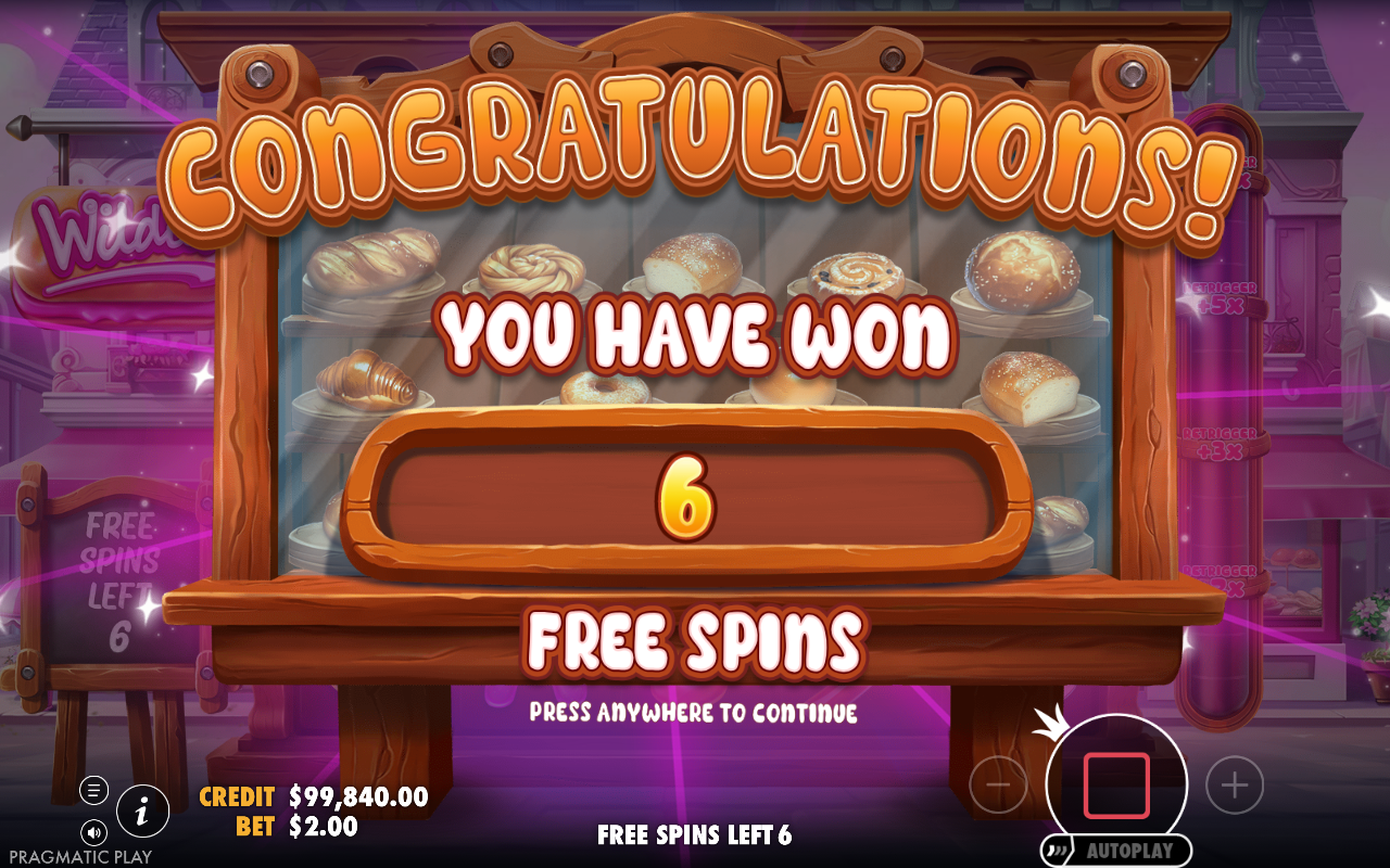 Free spins screen