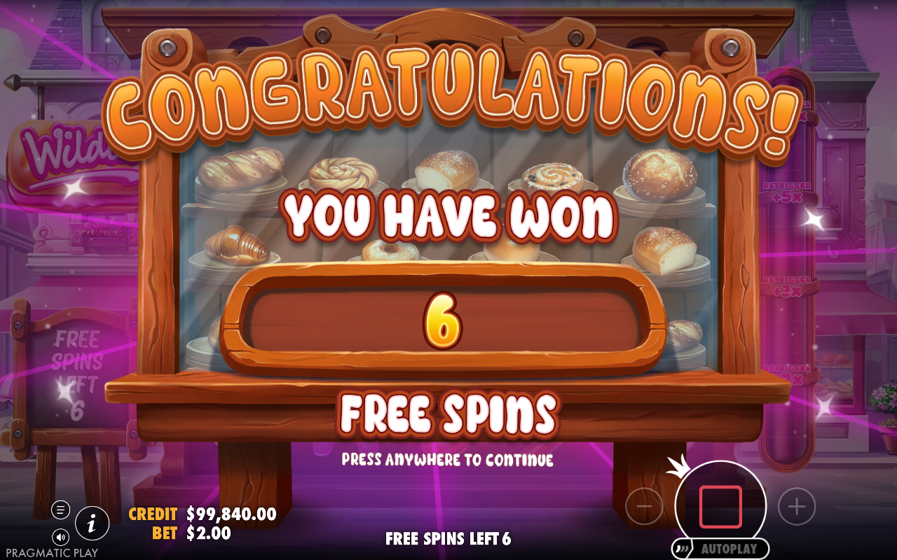 Free spins screen