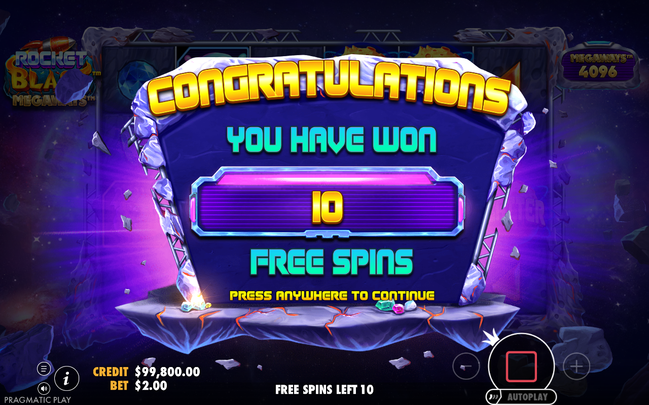 Free spins screen