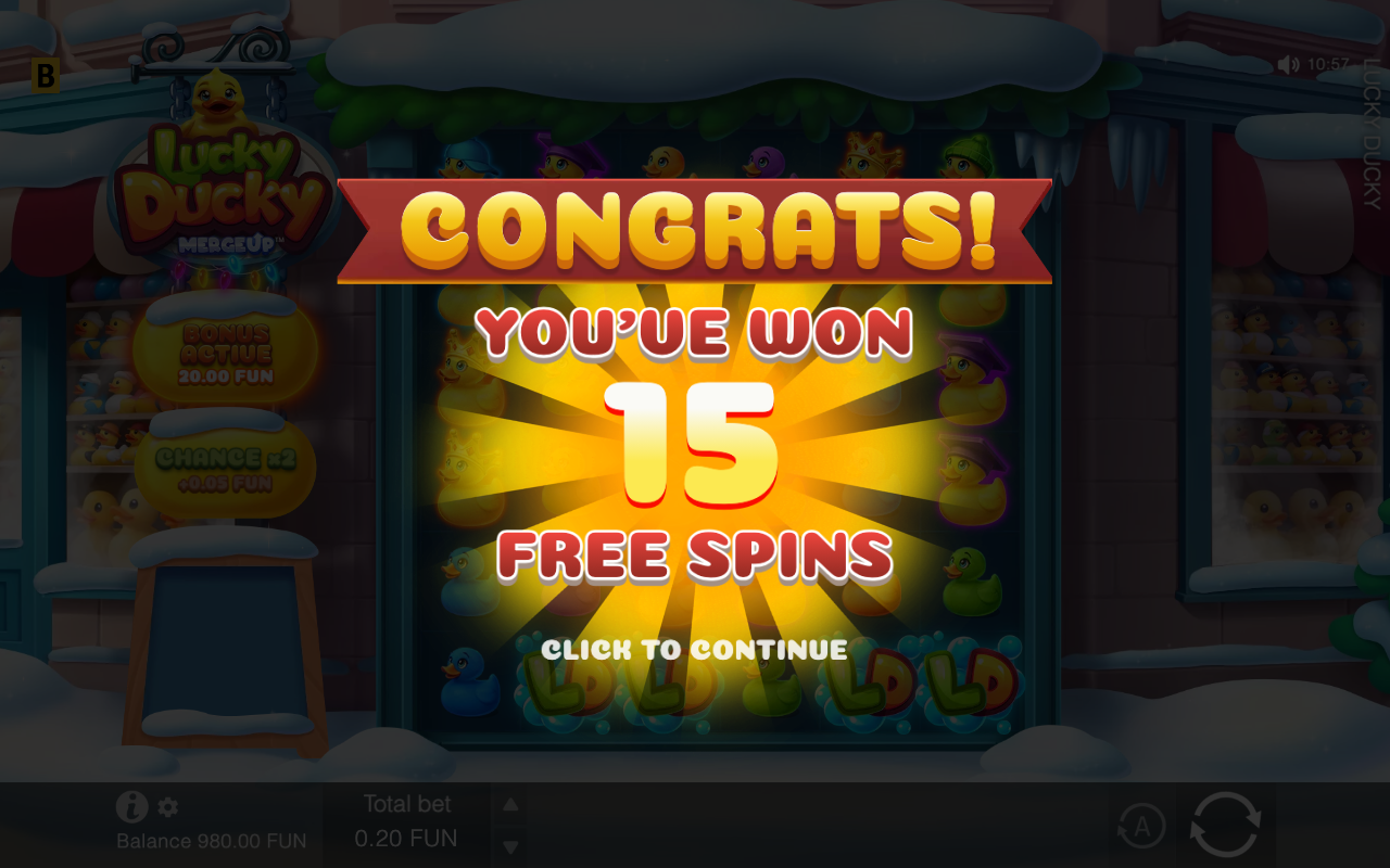 Free spins screen