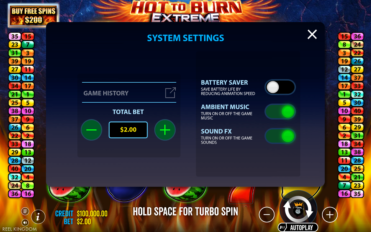 Game settings