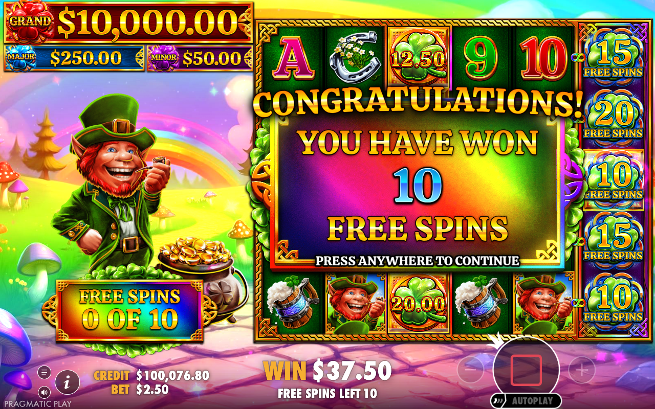 Free spins screen