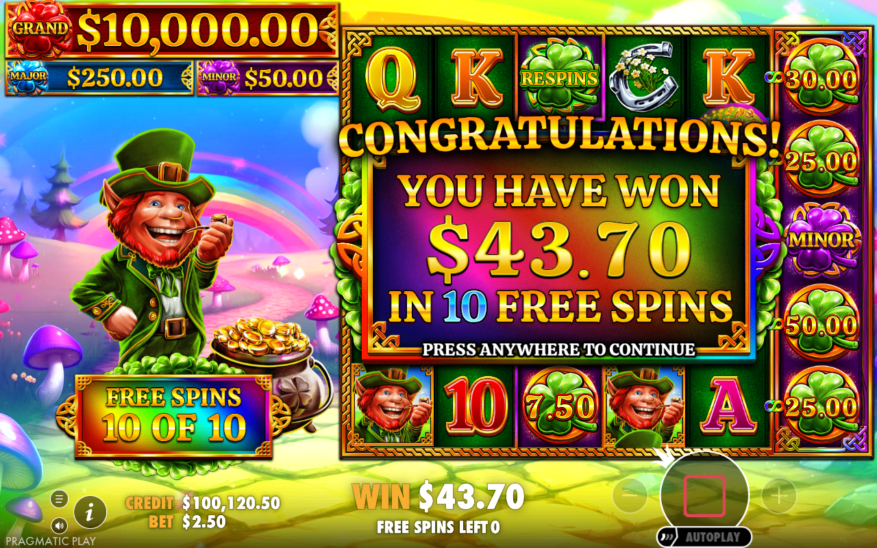 Free spins screen