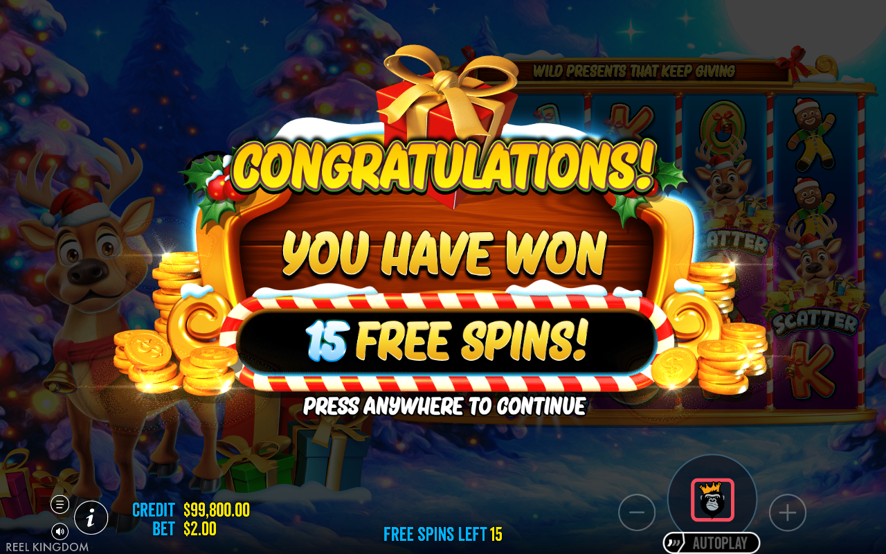 Free spins screen