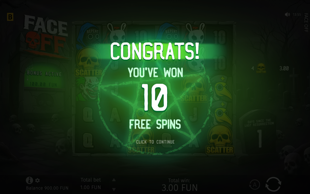 Free spins screen