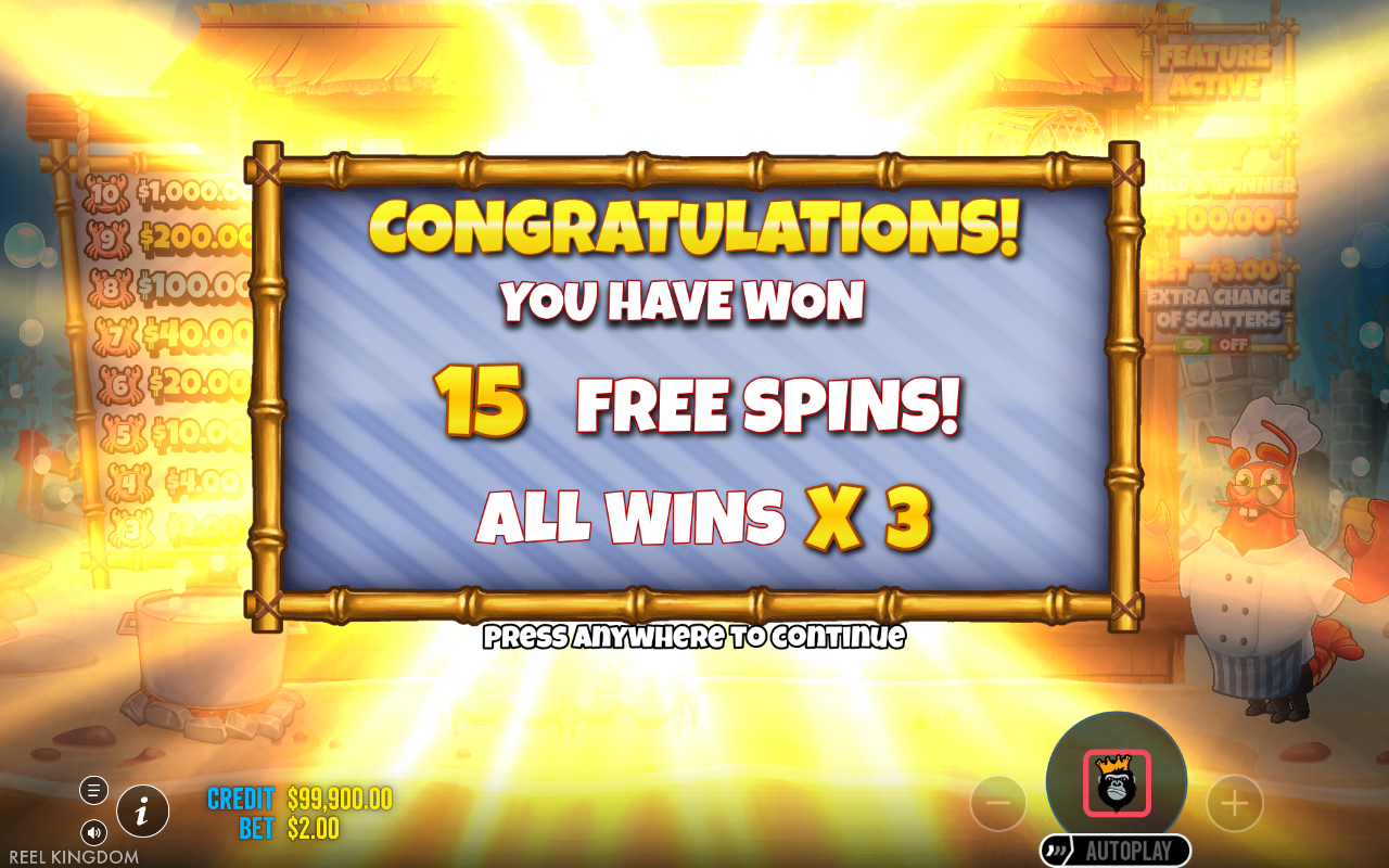Free spins screen