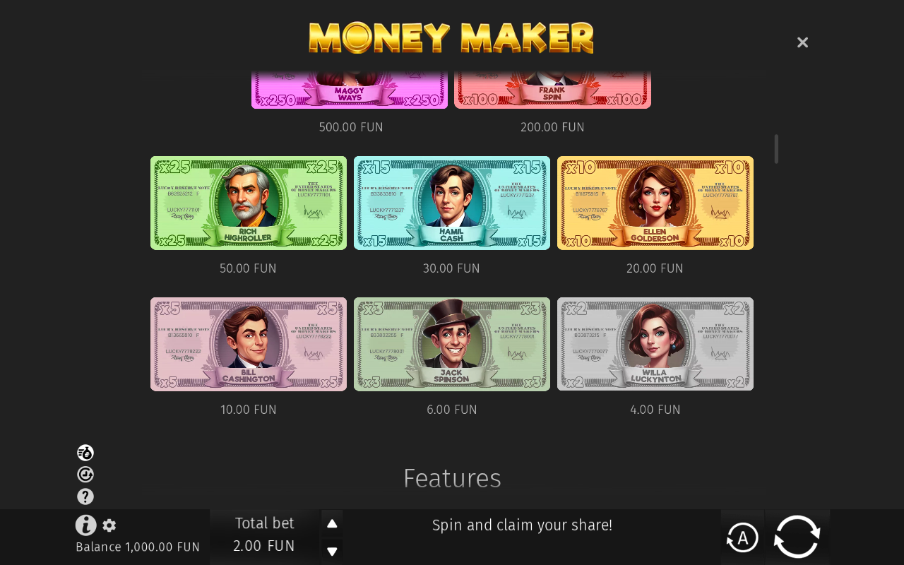 Paytable