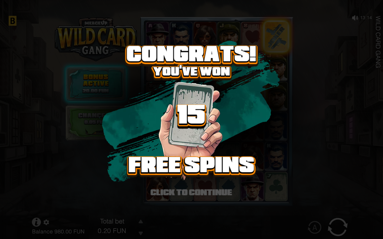 Free spins screen