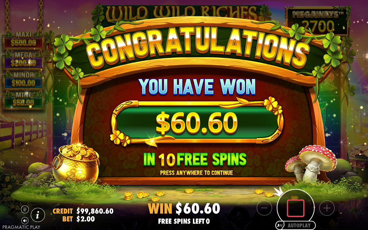 Free spins screen