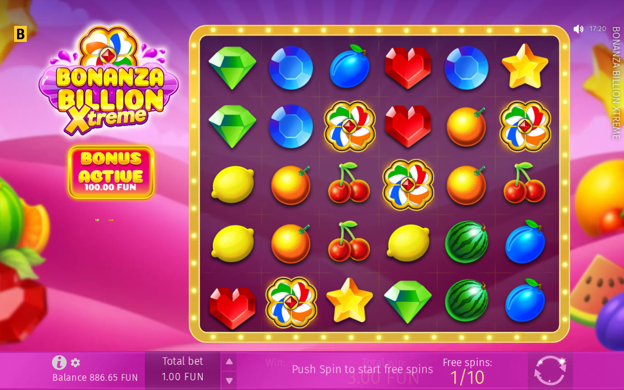 Free spins screen