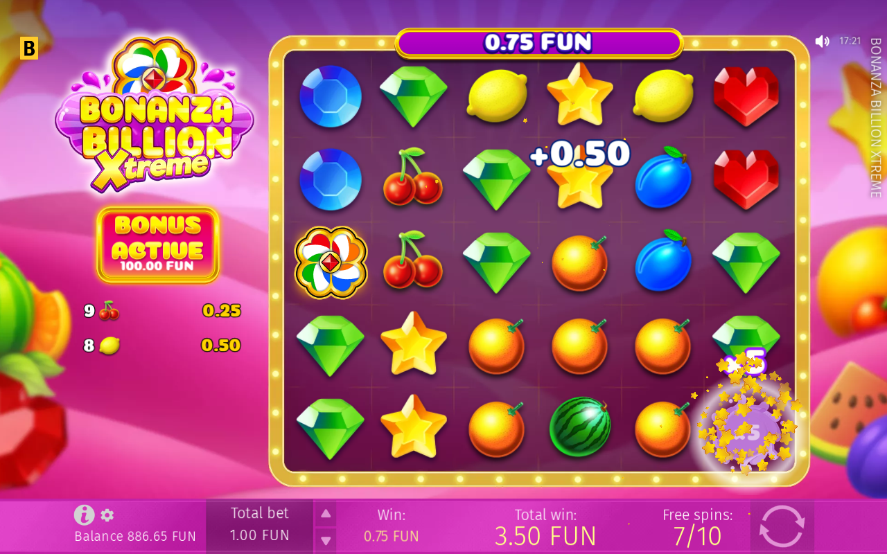 Free spins screen
