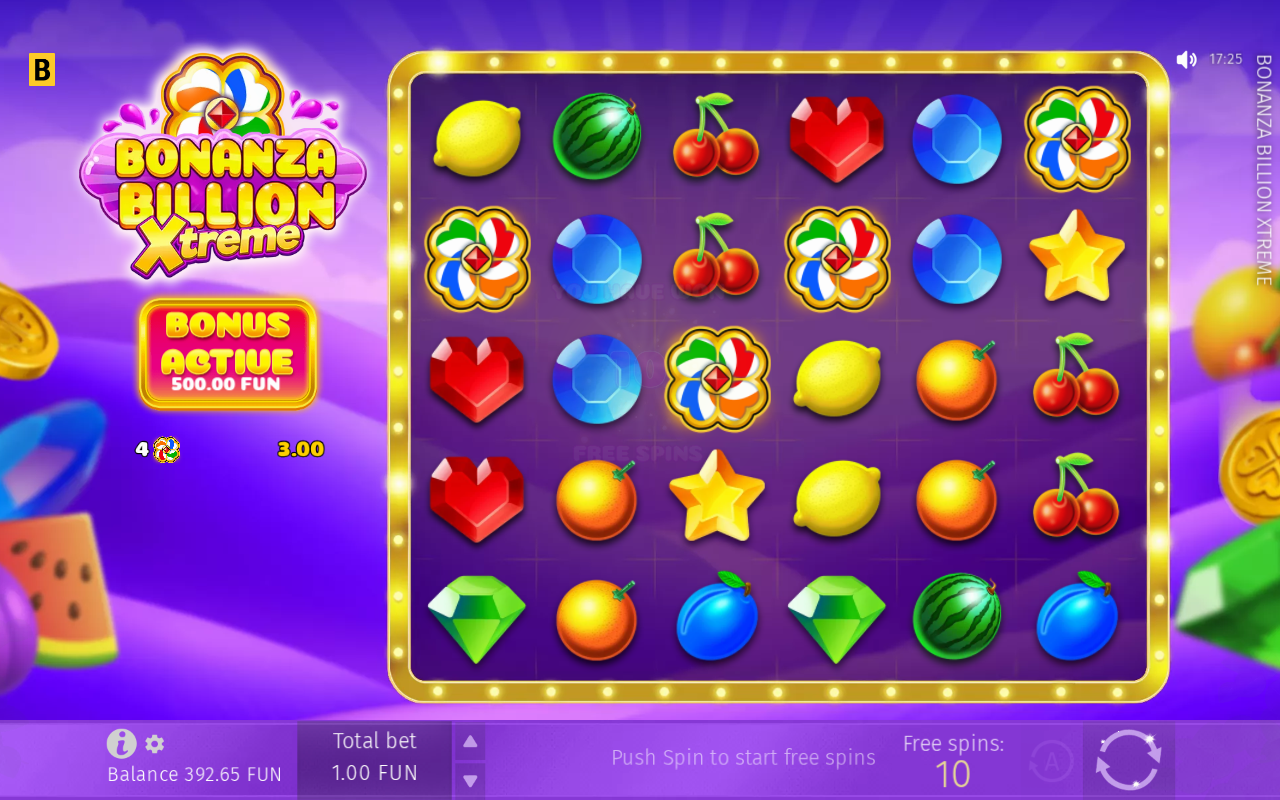 Free spins screen