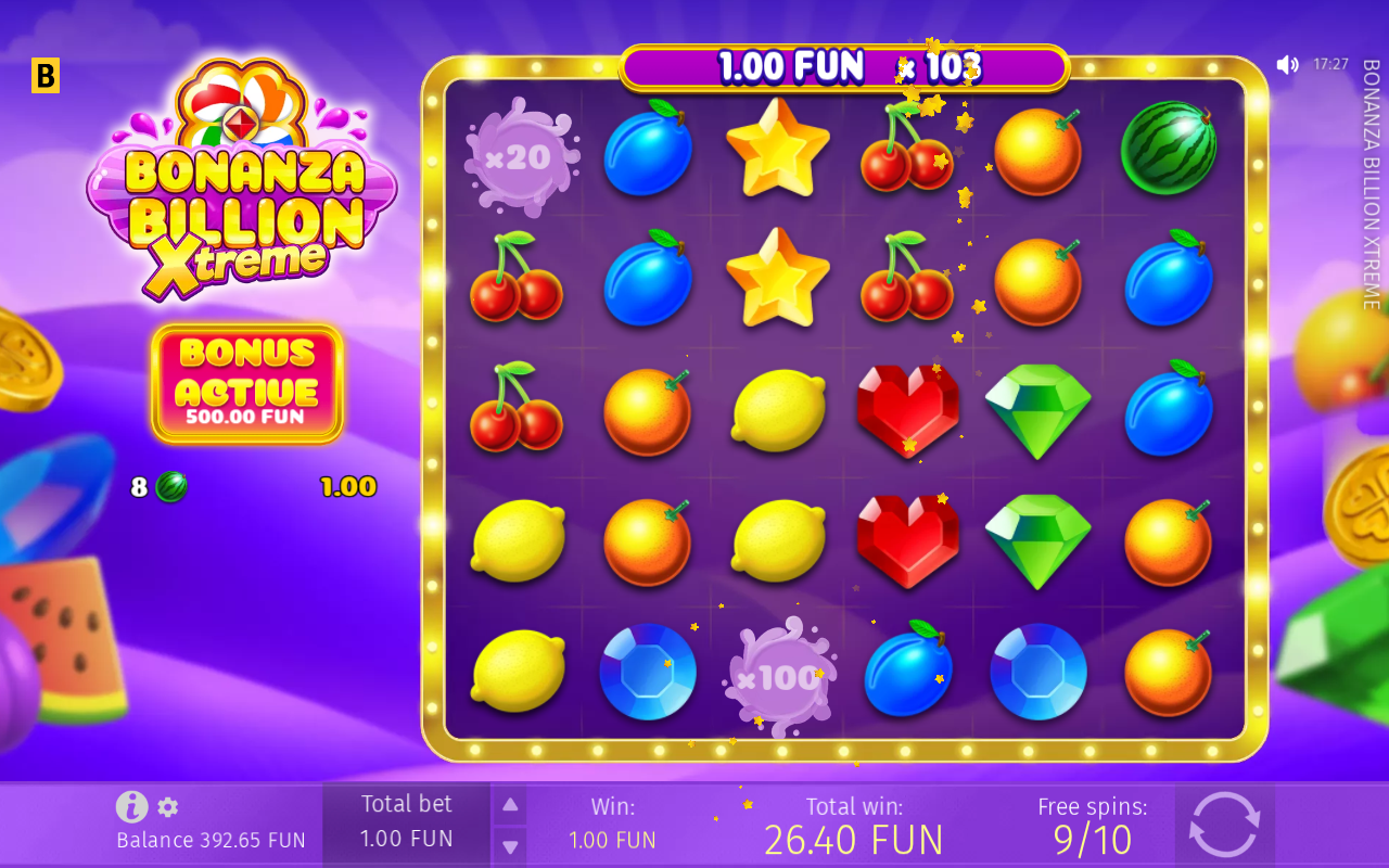 Free spins screen
