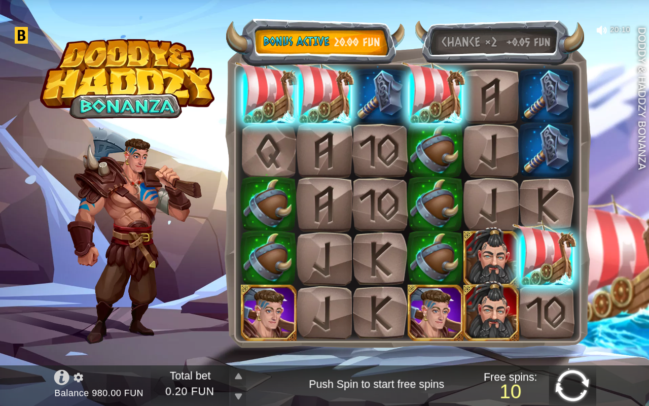 Free spins screen