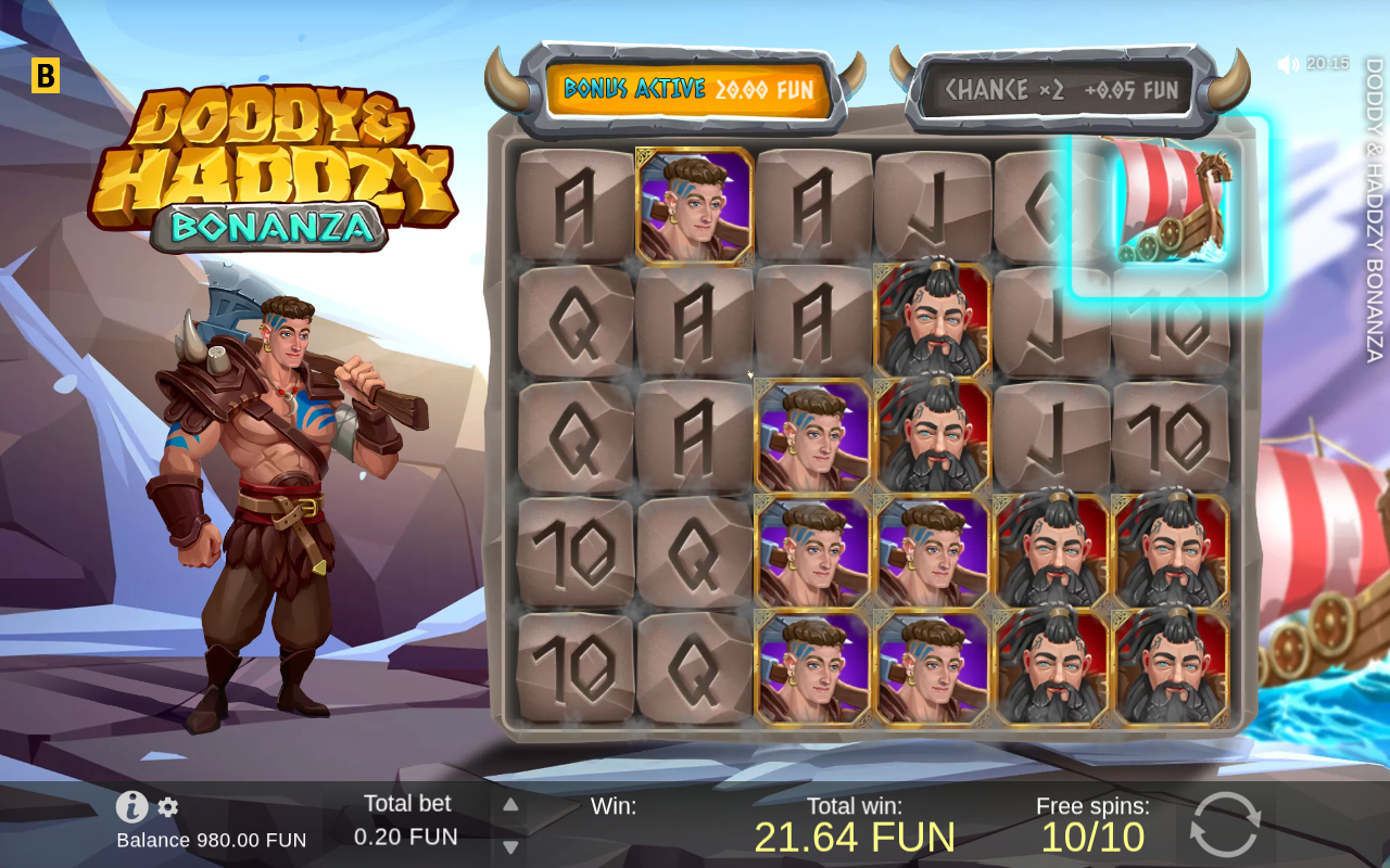 Free spins screen