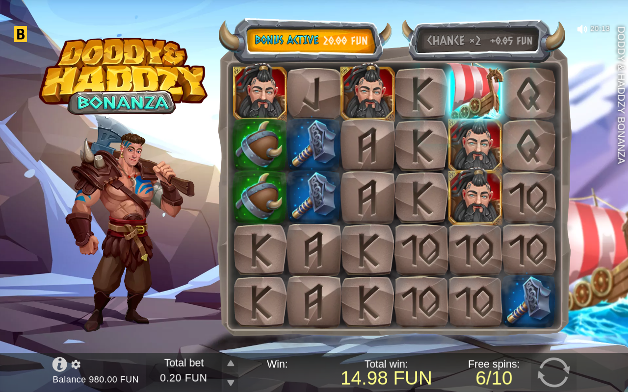 Free spins screen
