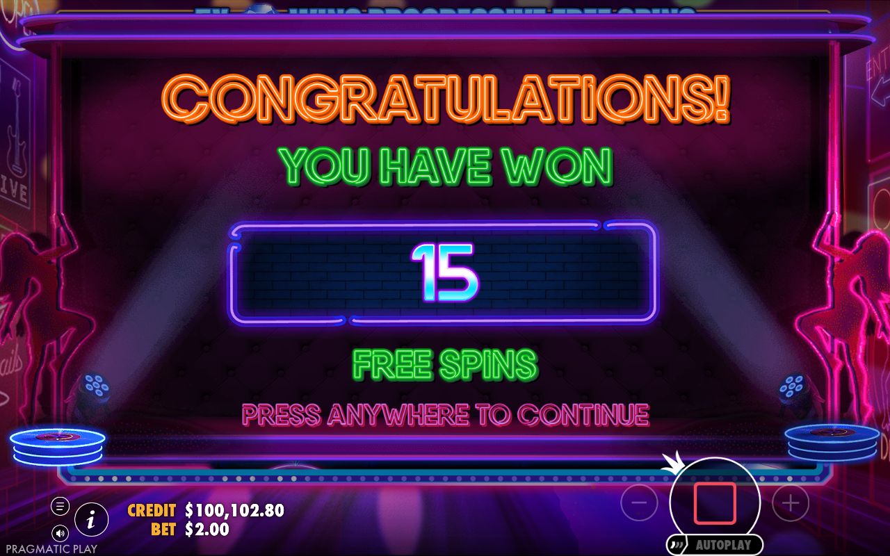 Free spins screen