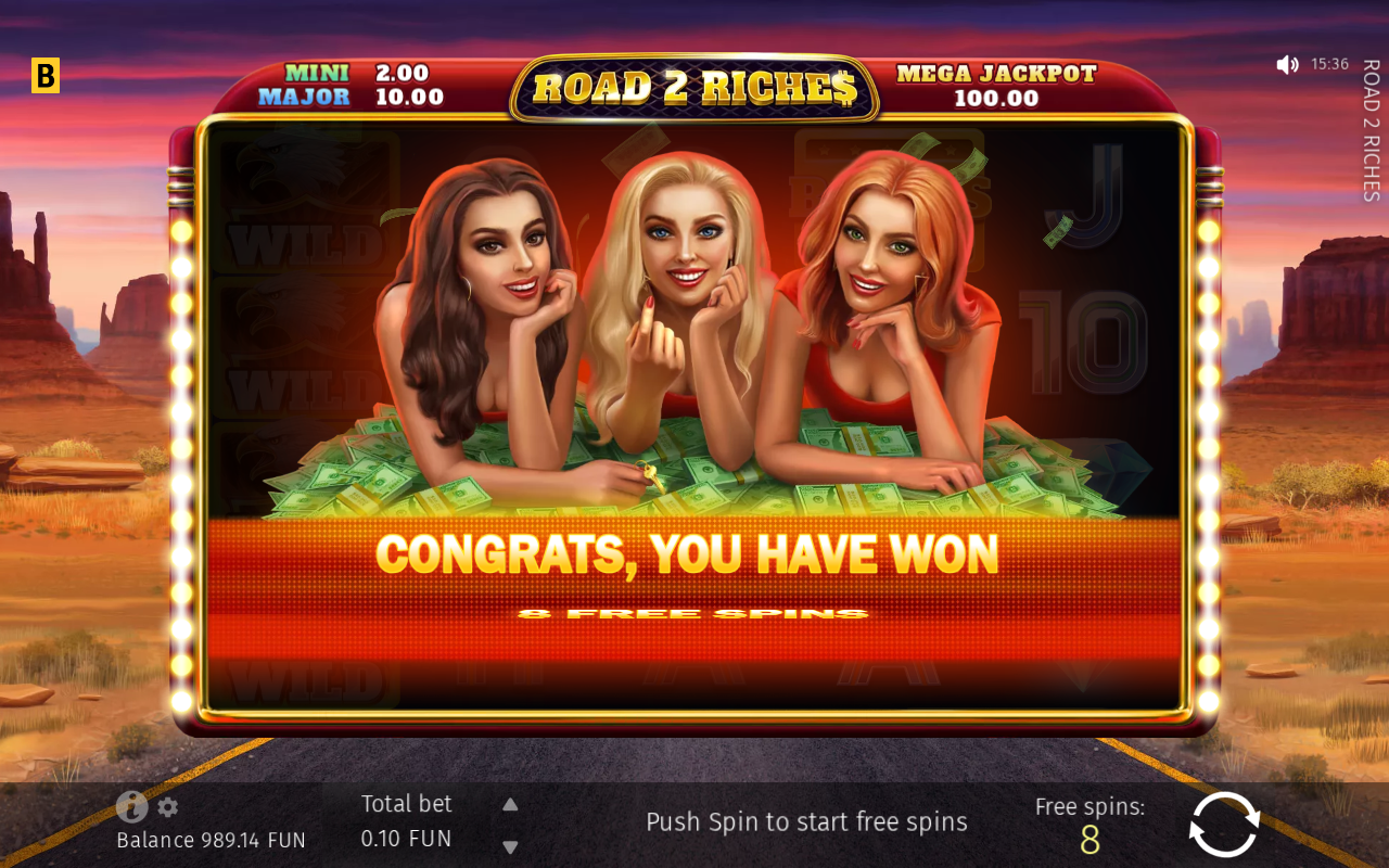 Free spins screen