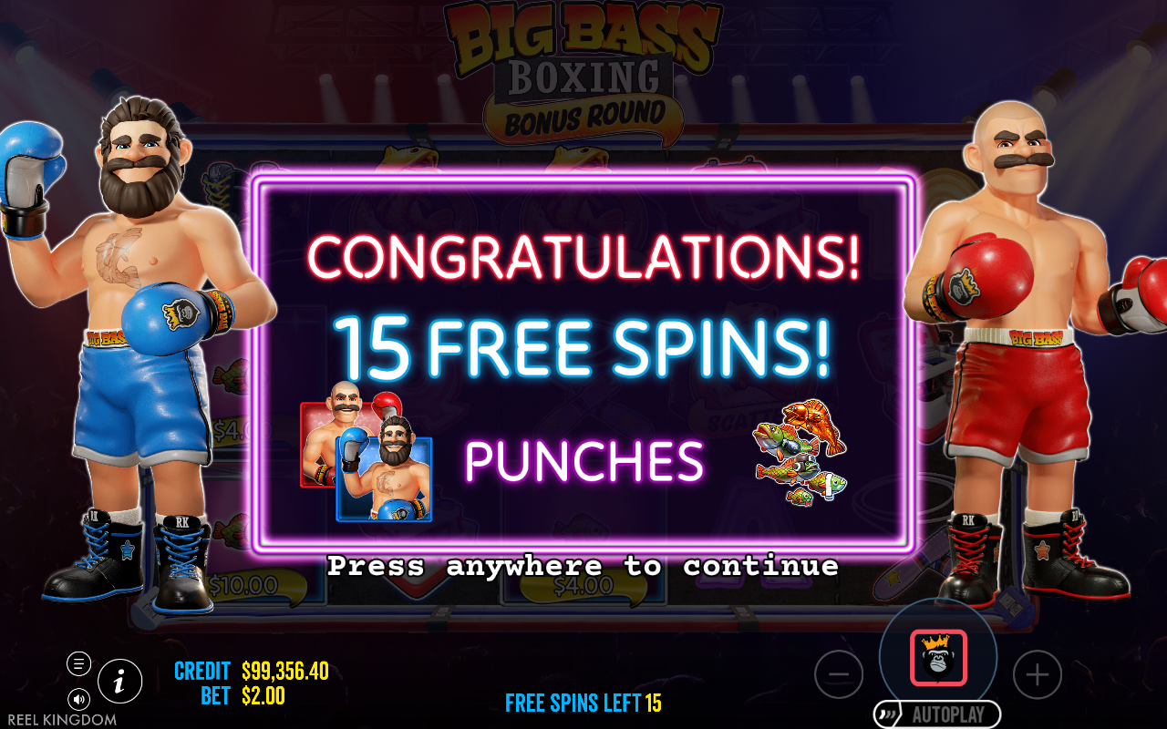 Free spins screen