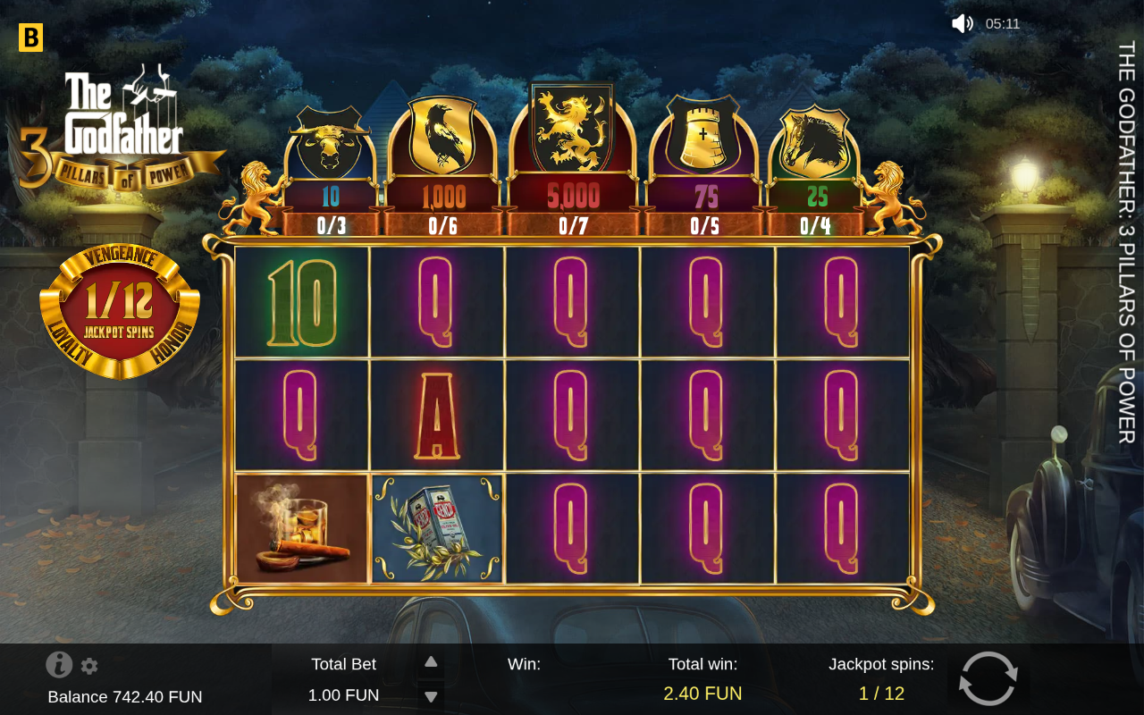 Free spins screen