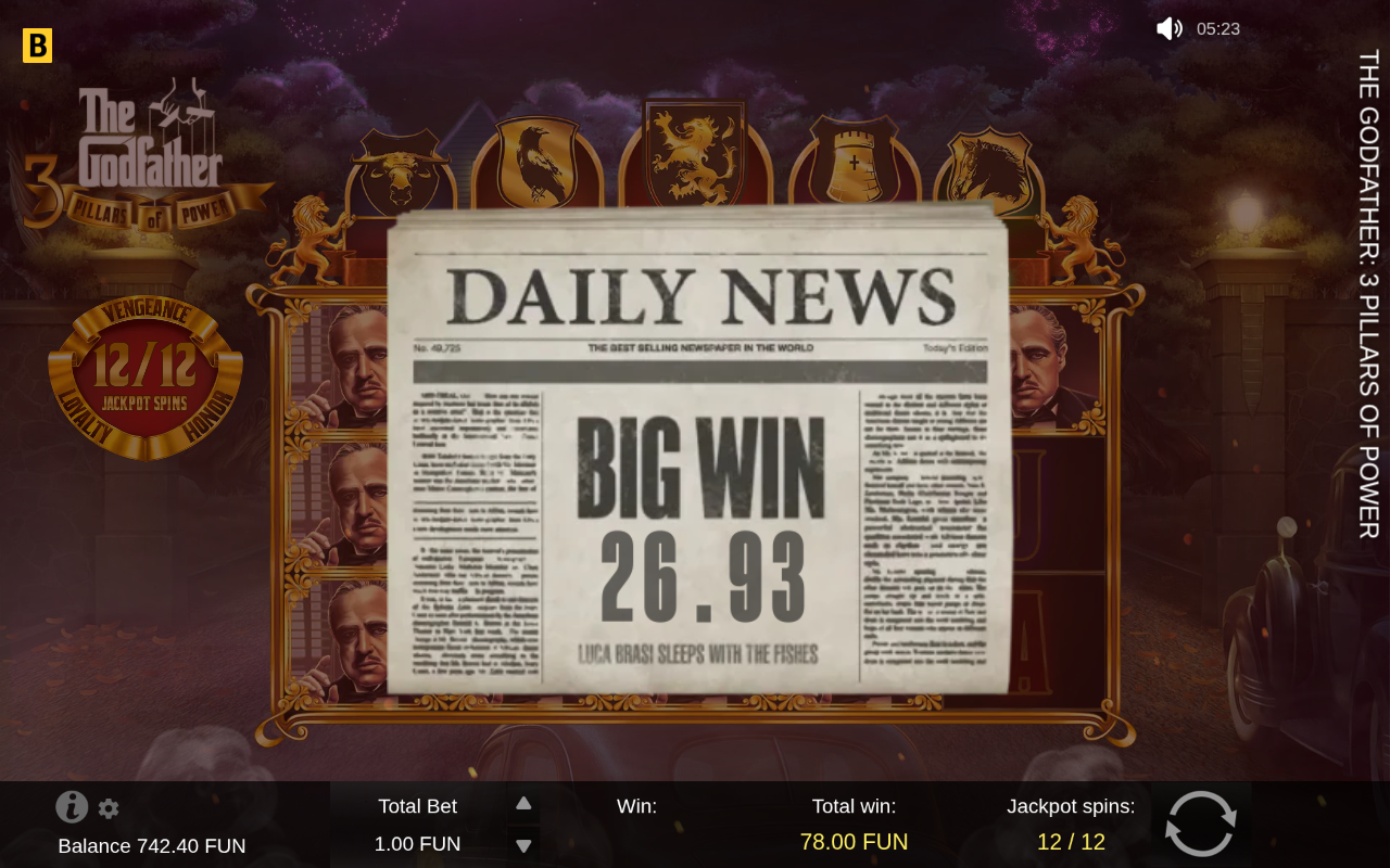 Free spins screen
