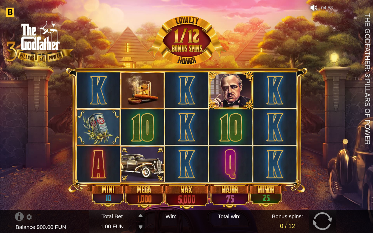 Free spins screen