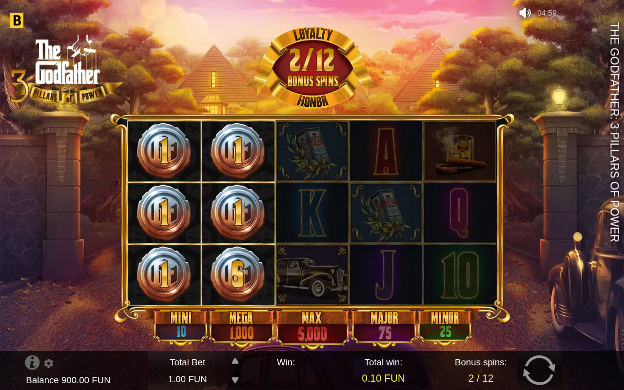 Free spins screen